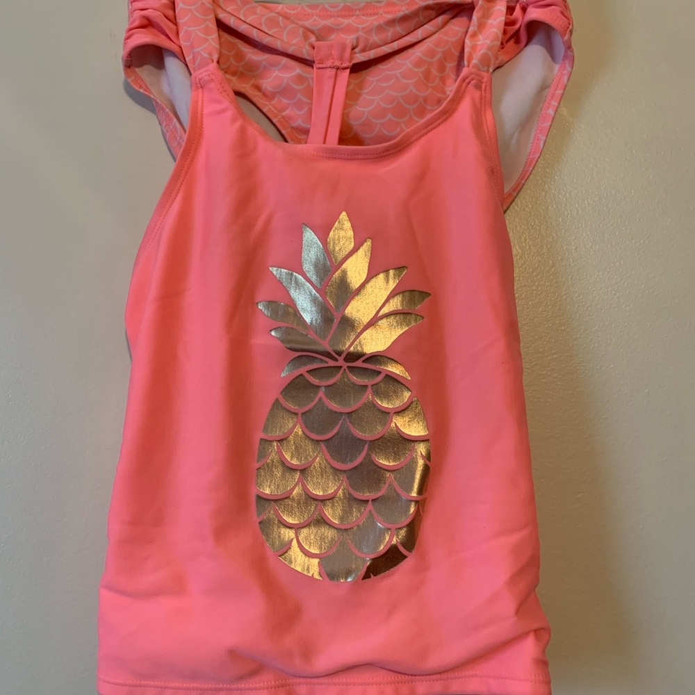 Cat & Jack Bright Coral Bikini with Metallic Pineapple